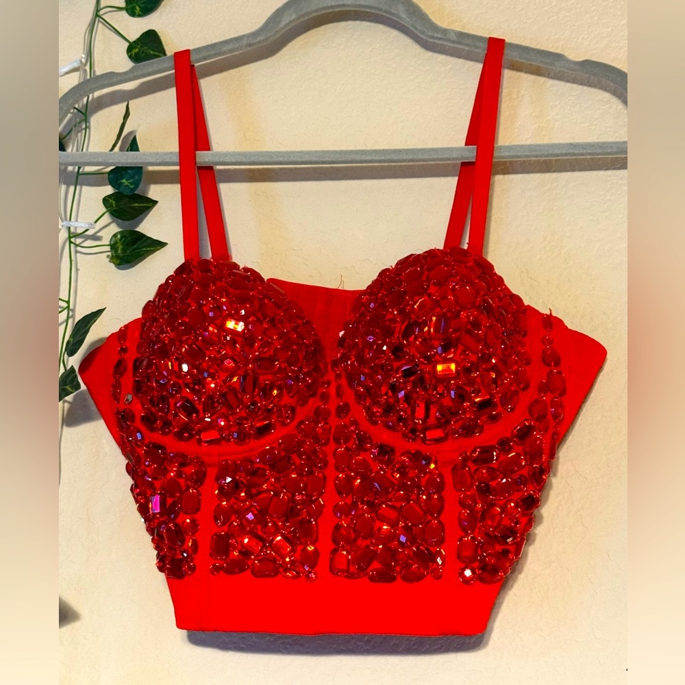 Red Jeweled Corset Bustier L